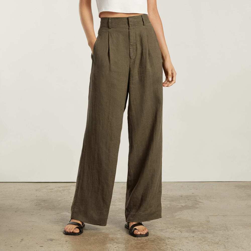 Everlane Linen Way-High® Drape Pant in Beech—Size 4